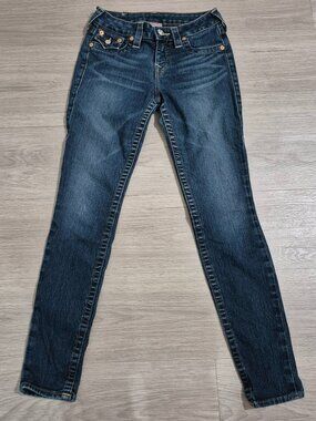 Vintage Made in USA Y2K True Religion Women’s Skinny Jeans Size 25 Dark Wash